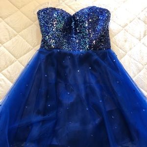 Short Royal Blue Sequin Homecoming Dress